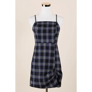 Sz M Urban Outfitters Monica Plaid Square Neck Mini Dress 90s NWT